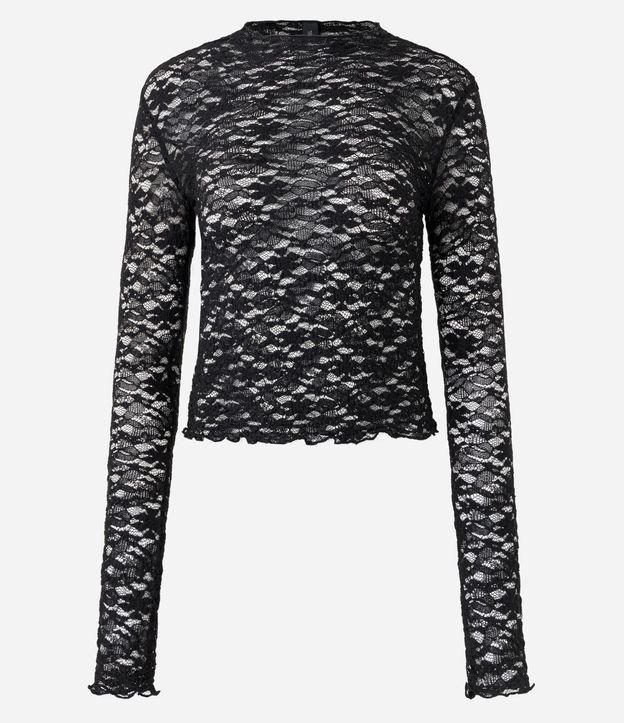 Blusa Manga Larga en Encaje Texturizada 5