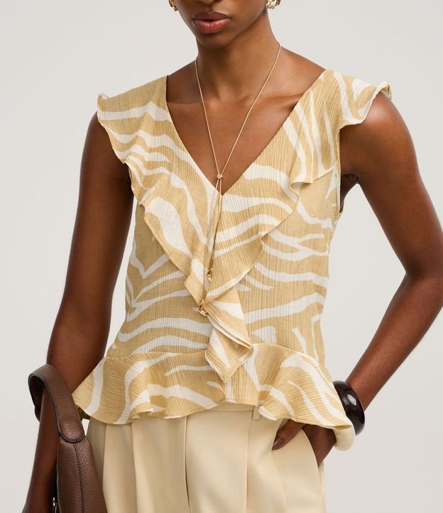Blusa en Anarruga con Volados y Estampado Zebra 5