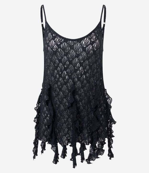 Blusa Rendada con Breteles Finos y Puntas Asimétricas 8