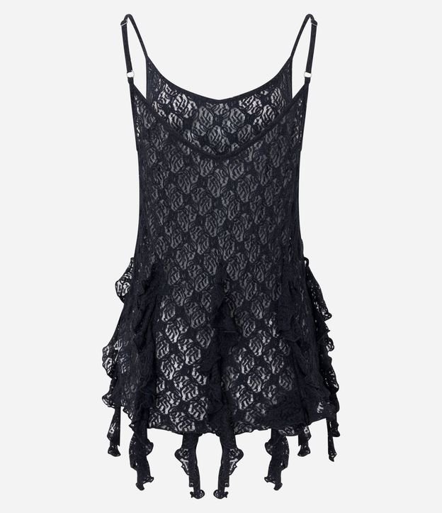 Blusa Rendada con Breteles Finos y Puntas Asimétricas 10