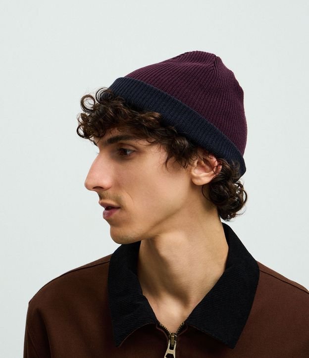 Gorro en Efecto Punto con Dobles y Doble Faz Bicolor 5