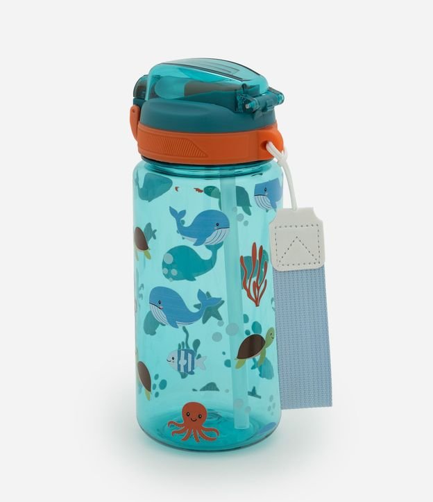 Botella de Plástico Translúcido con Estampado Animales Marinos 600ml 3