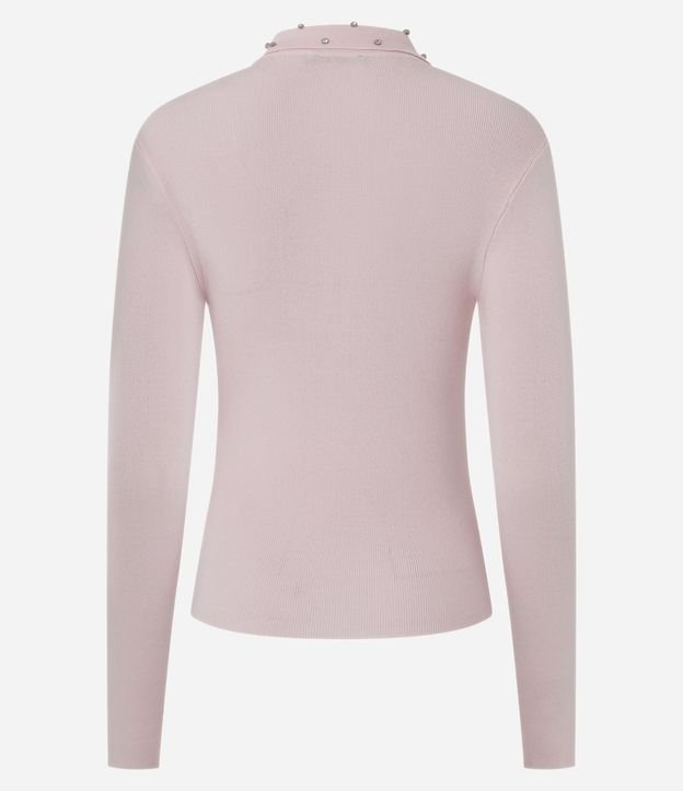 Blusa Polo en Tricot con Aplicación de Brillos en el Cuello 6