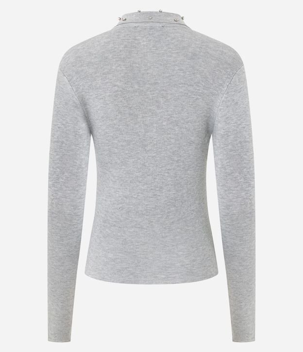 Blusa Polo en Tricot con Aplicación de Brillos en el Cuello 7