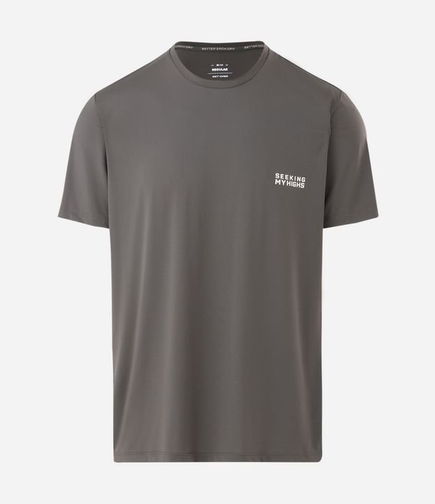 Remera Regular en Poliamida con Tecnologia Dry y Estampa Lettering Seeking My Highs 5