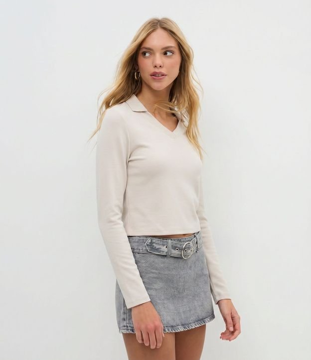 Blusa Manga Larga Interlock con Cuello Polo