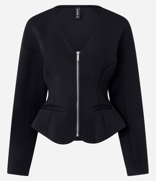 Campera Acinturada en Punto Roma con Cremallera