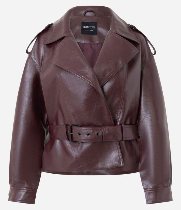 Campera Trench Coat en PU con Cinturón 5