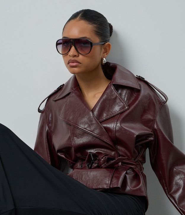 Campera Trench Coat en PU con Cinturón 2