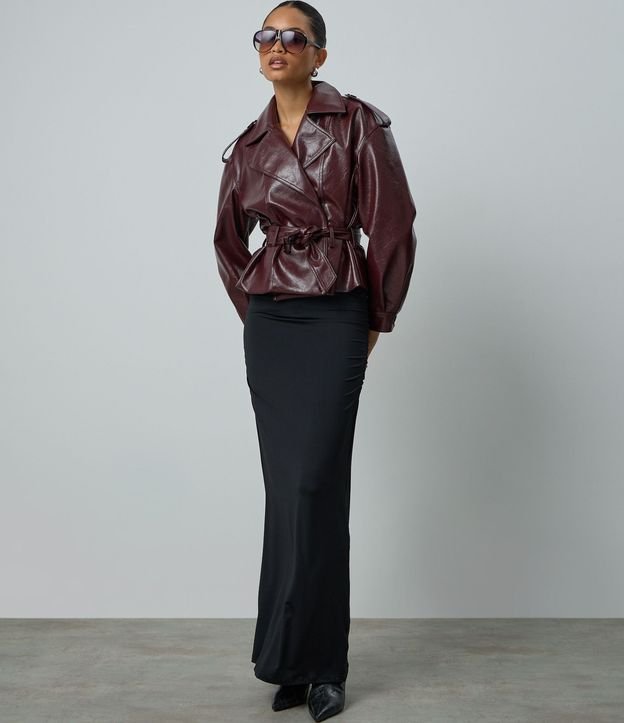 Campera Trench Coat en PU con Cinturón 3