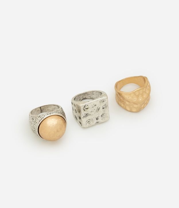 Kit 03 Anillos con Efecto Martillado