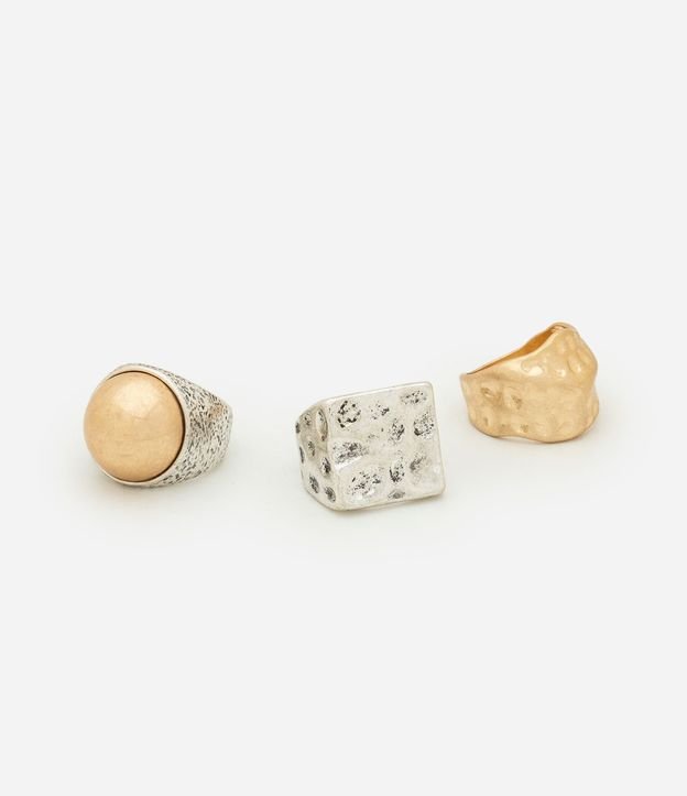 Kit 03 Anillos con Efecto Martillado 2