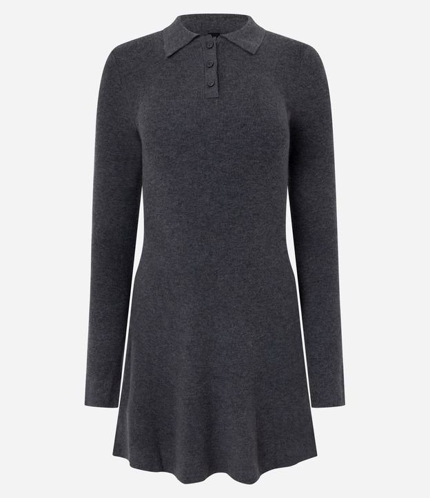 Vestido Corto de Tejido de Punto con Cuello Polo