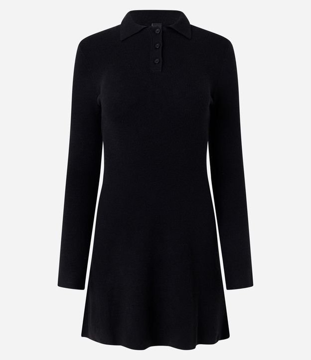 Vestido Corto de Tejido de Punto con Cuello Polo