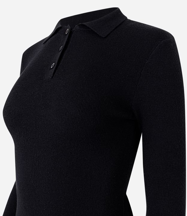 Vestido Corto de Tejido de Punto con Cuello Polo 2