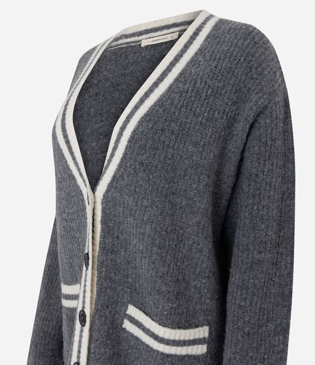 Cardigan Largo en Tricot con Bolsillos y Vivos Contrastantes 5