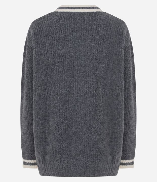 Cardigan Largo en Tricot con Bolsillos y Vivos Contrastantes 6