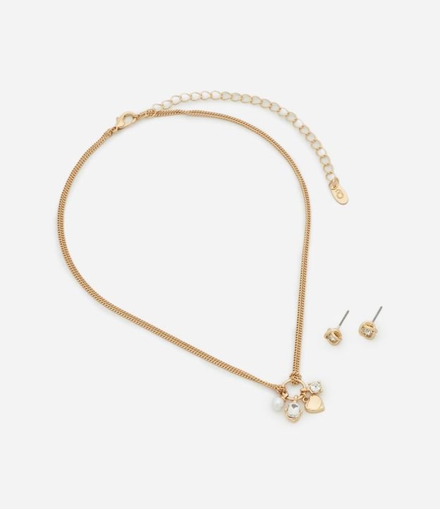 Conjunto de Collar y Caravana con Colgante de Perla y Corazón 2