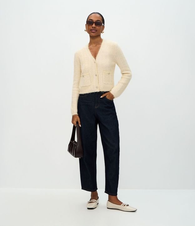 Cardigan Regular en Punto con Botones Metalizados 2