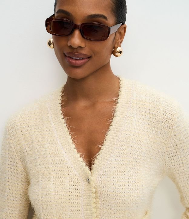 Cardigan Regular en Punto con Botones Metalizados 3