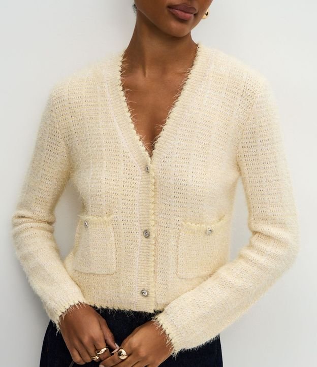 Cardigan Regular en Punto con Botones Metalizados 4