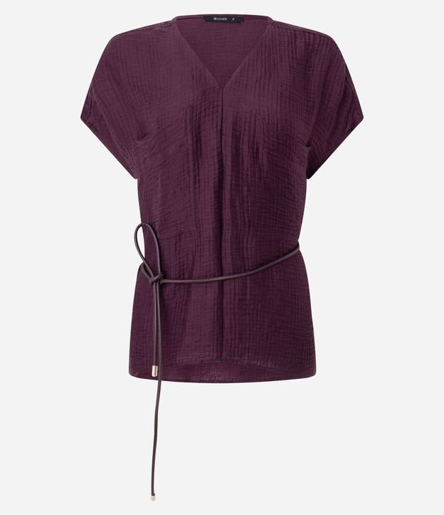 Camisa en Viscosa con Cinturón Fino Estructurada