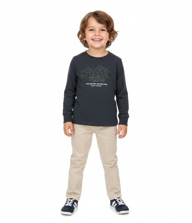 Remera Infantil con Estampa de Dinosaurio en Relieve – Talle 1 a 5/6 años