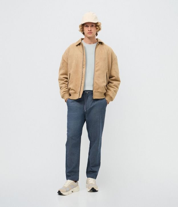 Pantalón Relaxed en Oxford de Algodón con Lazo en la Cintura