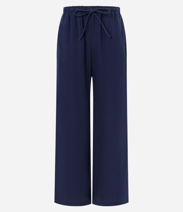 Pantalón Fluída en Algodón Texturizado con Lazo 5