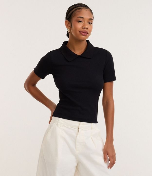 Blusa Polo en Rib con Manga Corta 1