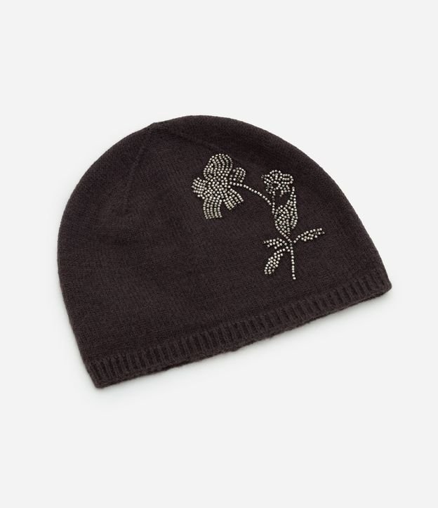 Gorro en Punto con Bordado de Flor