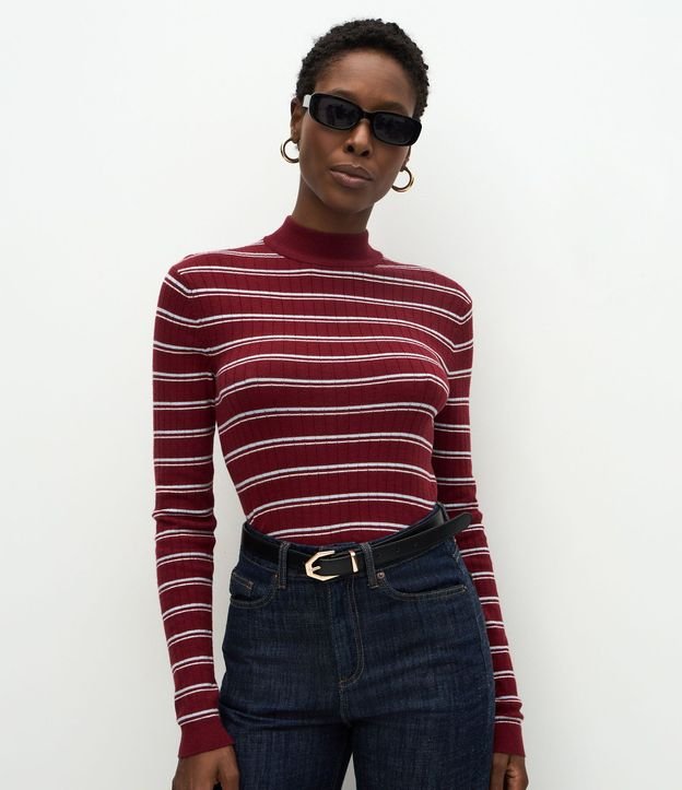 Blusa Regular en Punto con Estampa Rayada 4