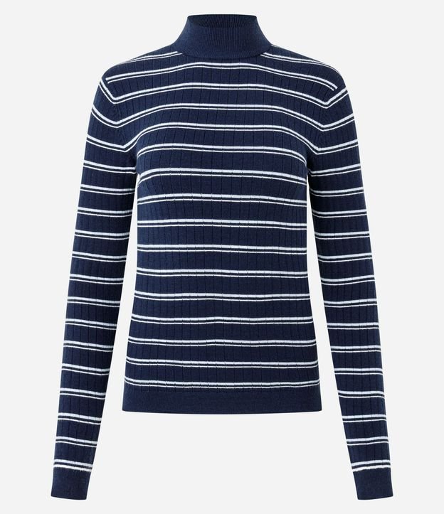Blusa Regular en Punto con Estampa Rayada 5