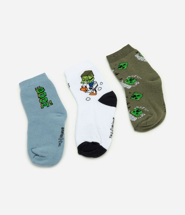 Kit 3 Medias Cano Mediano Minecraft - Talle 19 a 38 2