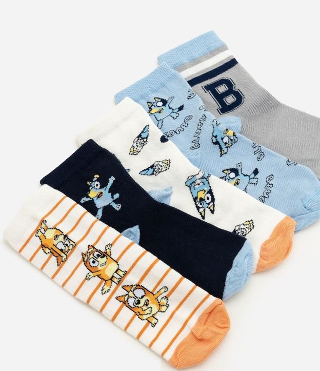 Kit 05 Medias Infantiles Cano Mediano con Estampa de Bluey – Talle 19 a 34 4