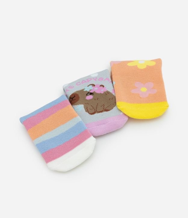 Kit 03 Medias Infantiles Atoalladas con Estampa de Carpincho – Talle 19 a 34 3