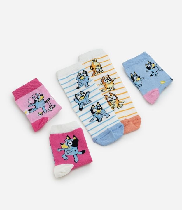 Kit 05 Medias Infantiles Cano Mediano con Estampa de Bluey – Talle 19 a 34 4