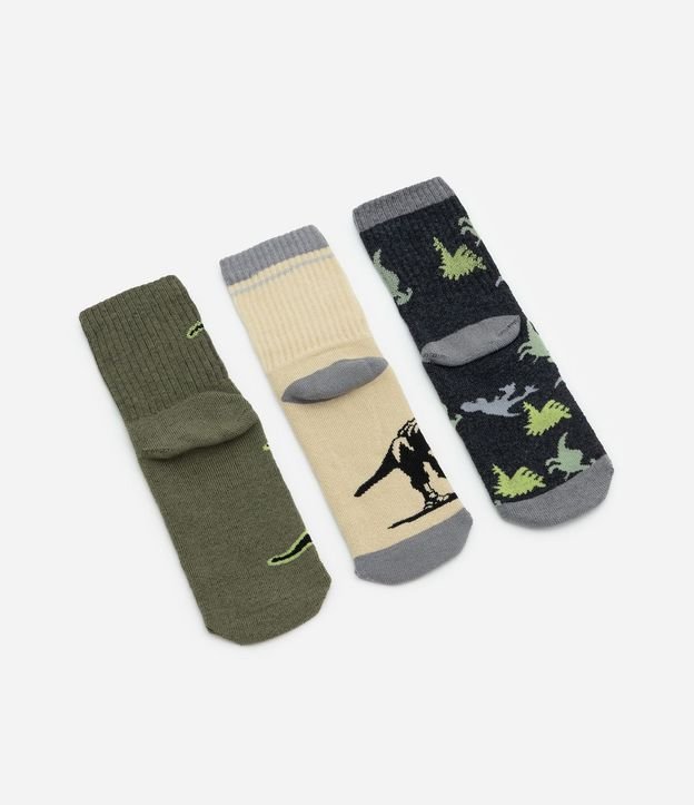 Kit 03 Medias Infantiles con Estampa de Dinossauros – Talle 19 a 34 2