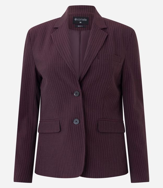 Blazer Sastre con Estampa de Rayas de Tiza y Solapas Delanteras 5