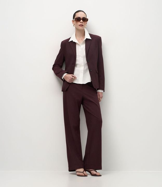 Blazer Sastre con Estampa de Rayas de Tiza y Solapas Delanteras 2