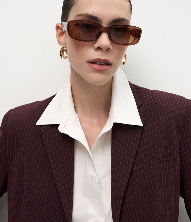 Blazer Sastre con Estampa de Rayas de Tiza y Solapas Delanteras 3