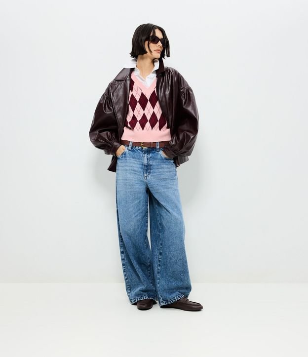 Pantalón Barrel en Jeans con Pañuelo Boho y cintura mediana