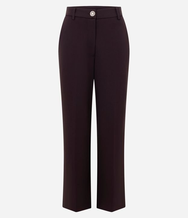 Pantalón Recto Básico en Punto Roma con Bolsillo Trasero 5