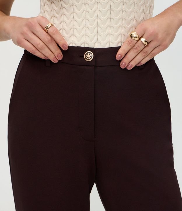 Pantalón Recto Básico en Punto Roma con Bolsillo Trasero 4
