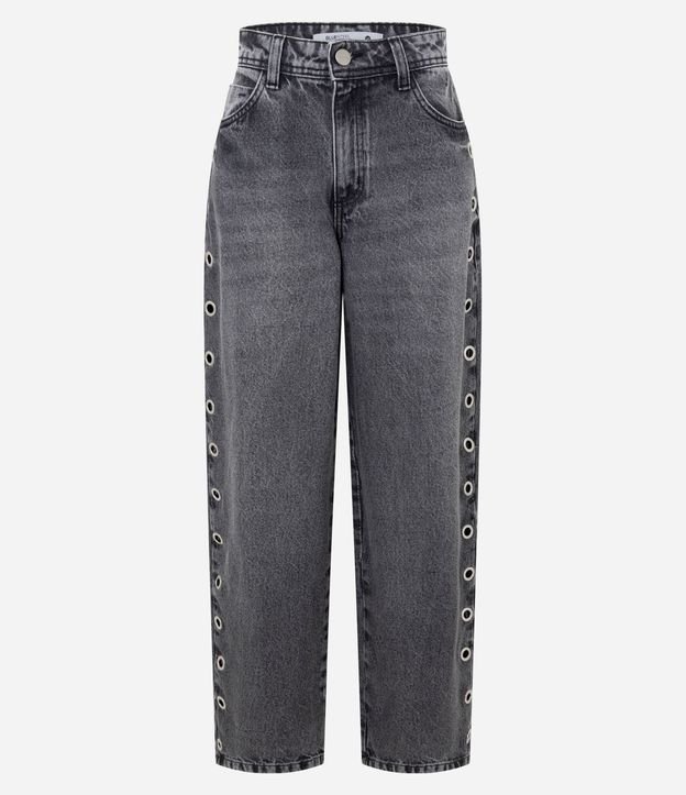 Pantalón Baggy en Jeans con Cintura Mediana y Ojales Laterales 5