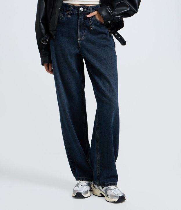 Pantalón Baggy en Jeans con Cintura Mediana y Colgante Desmontable 3