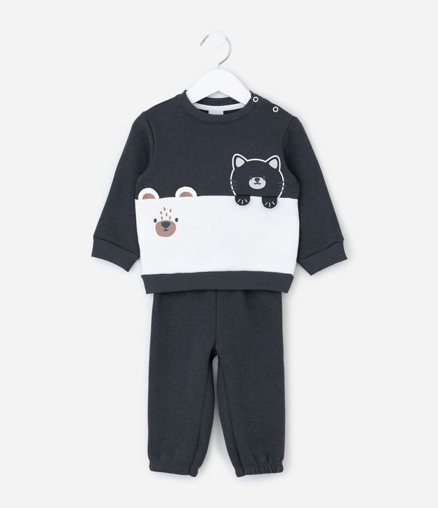 Conjunto Infantil Saco y Pantalón con Detalles Interactivos – Talle 0 a 18 Meses 1