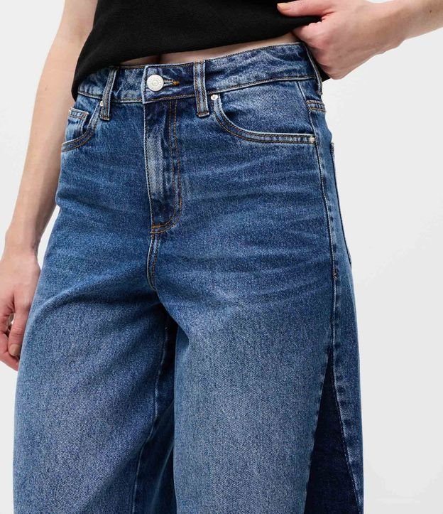 Pantalón Wide Leg en Jeans con Recorte Lateral y Cintura Mediana 4