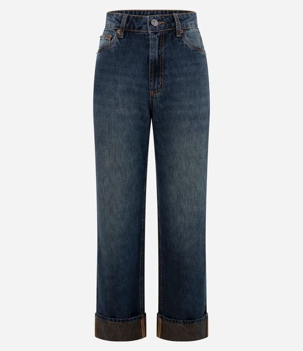 Pantalón de Jean Recto Comfort con Cintura Alta y Ruedo Plegado 5