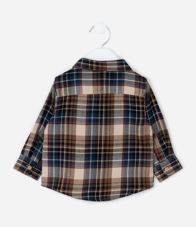 Camisa Infantil en Franela de Cuadros con Pequeño Bolsillo – Talle 0 a 18 Meses 3